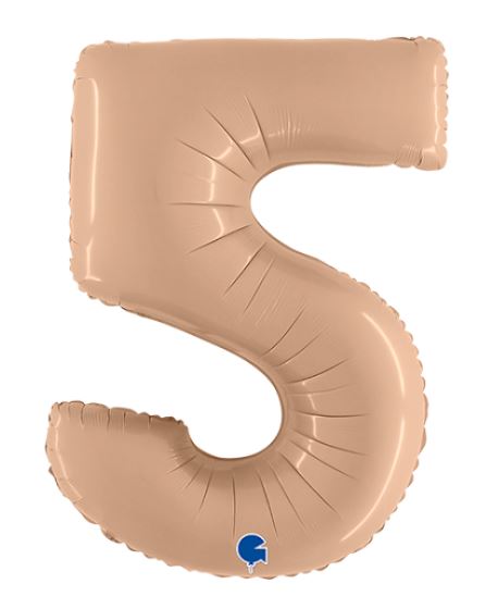 Nude 40" Number 5 Satin Foil Balloon ( 1 ) - Click Image to Close