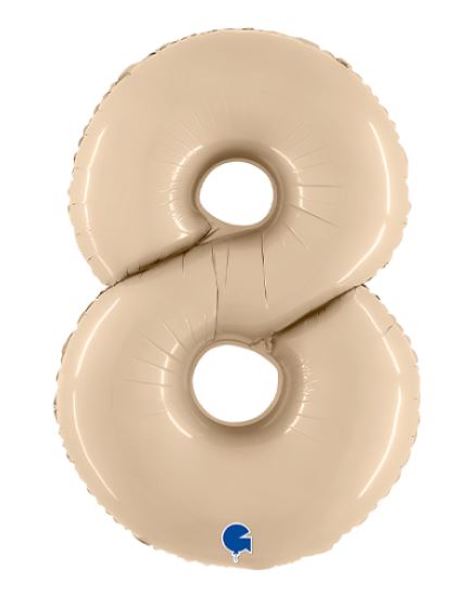 Cream 40" Number 8 Satin Foil Balloon ( 1 ) - Click Image to Close