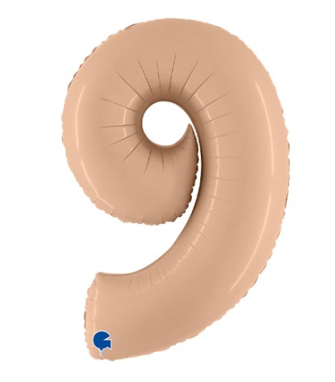 Nude 40" Number 9 Satin Foil Balloon ( 1 ) - Click Image to Close