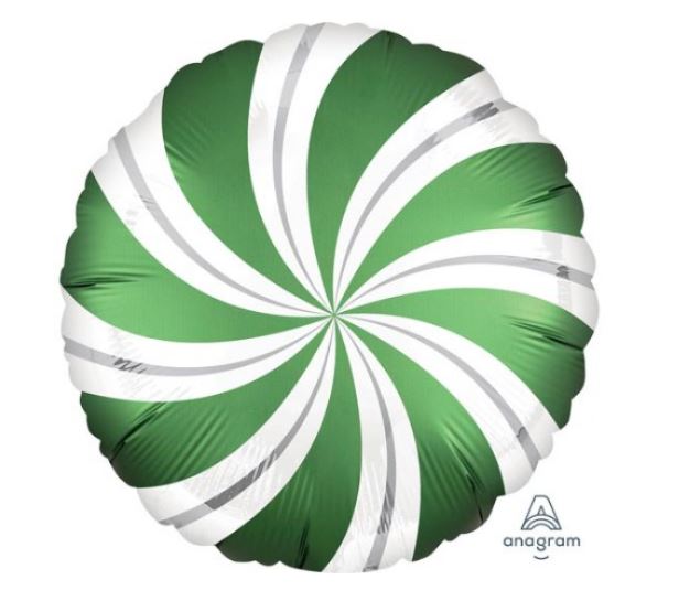 Satin Emerald Candy Swirls 18" Balloon - Click Image to Close