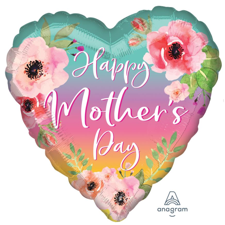 Flowers & Ombre Mother's Day Standard XL Foil Balloon - Click Image to Close