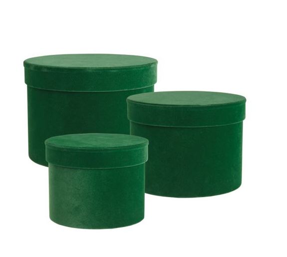 Round Velour Hat Boxes (Lined)