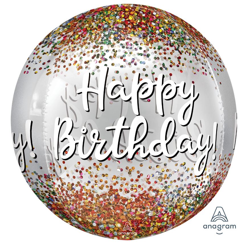 Happy Birthday Sequins Orbz 15" Foil Balloons - Click Image to Close