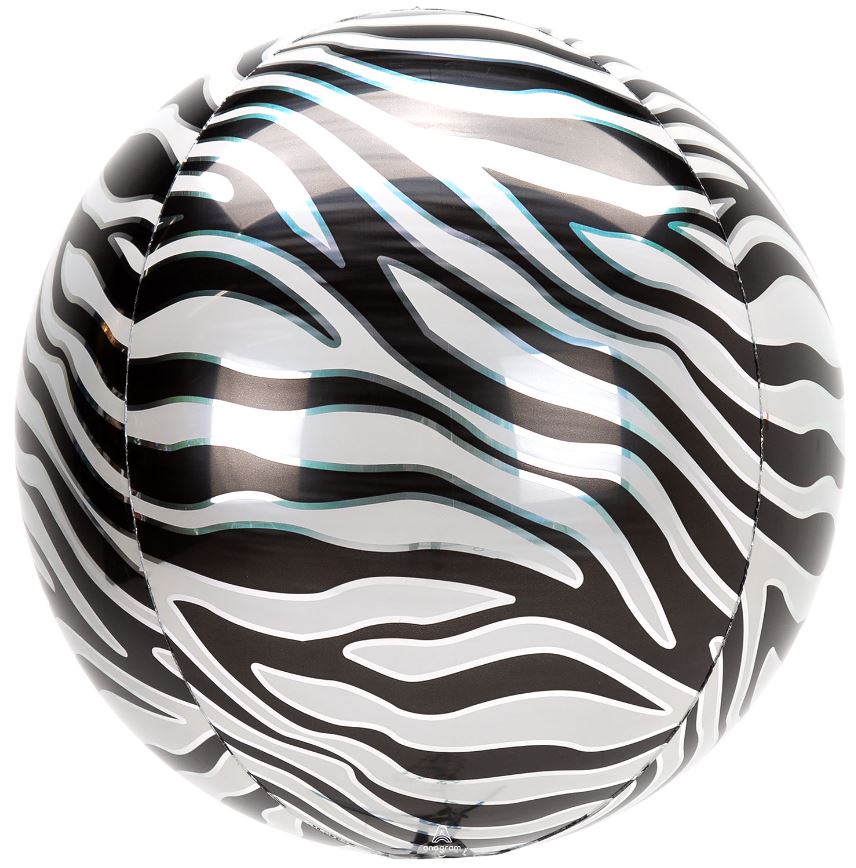 Animalz Zebra Print Orbz Foil Balloons G20 - Click Image to Close