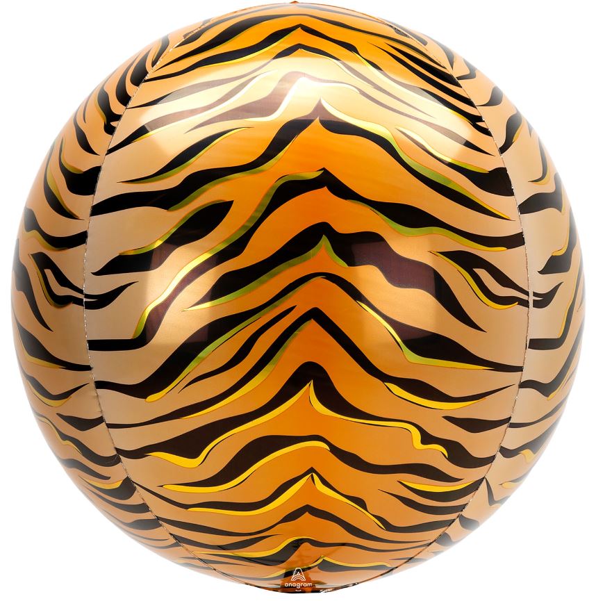 Animalz Tiger Print Orbz Foil Balloons G20 - Click Image to Close