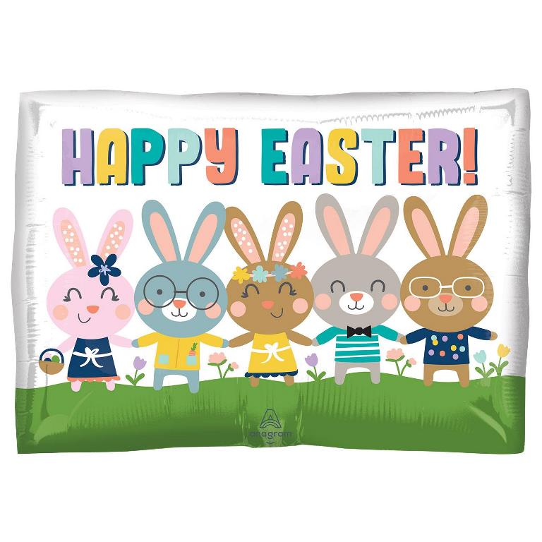 SUPER SHAPE: HAPPY EASTER BUNNIES BALLOON - Click Image to Close