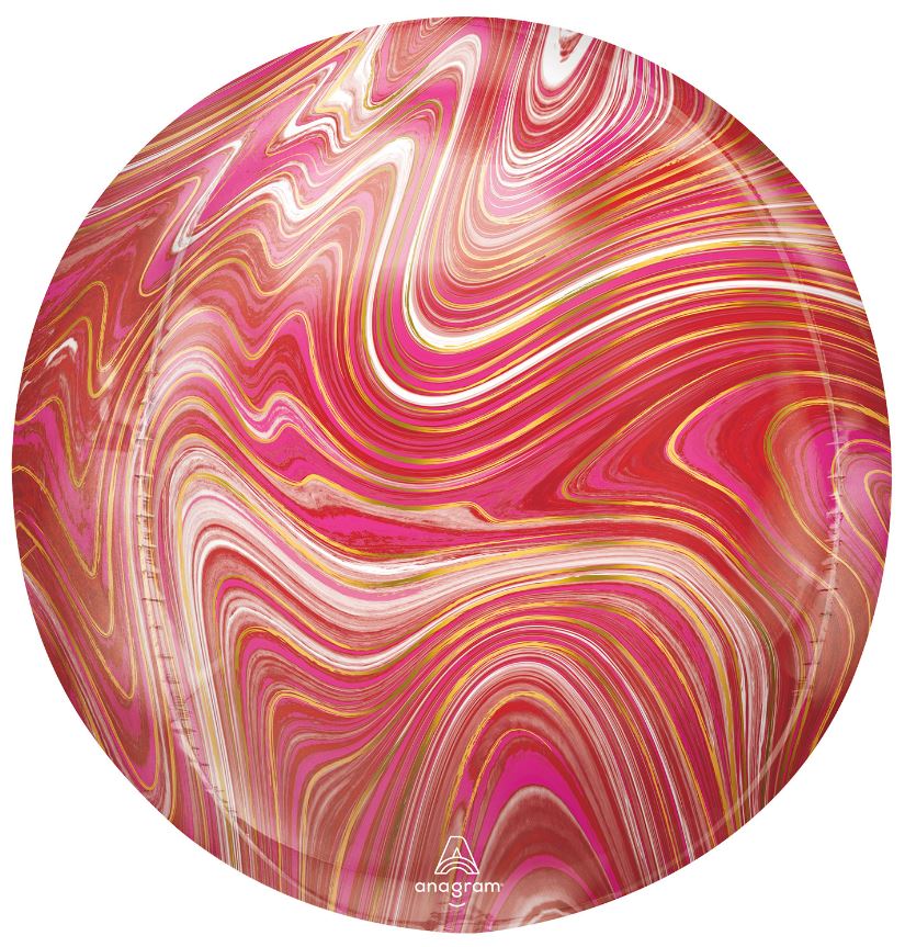 Red & Pink Marblez Orbz Xltm 15" Foil Balloons - Click Image to Close