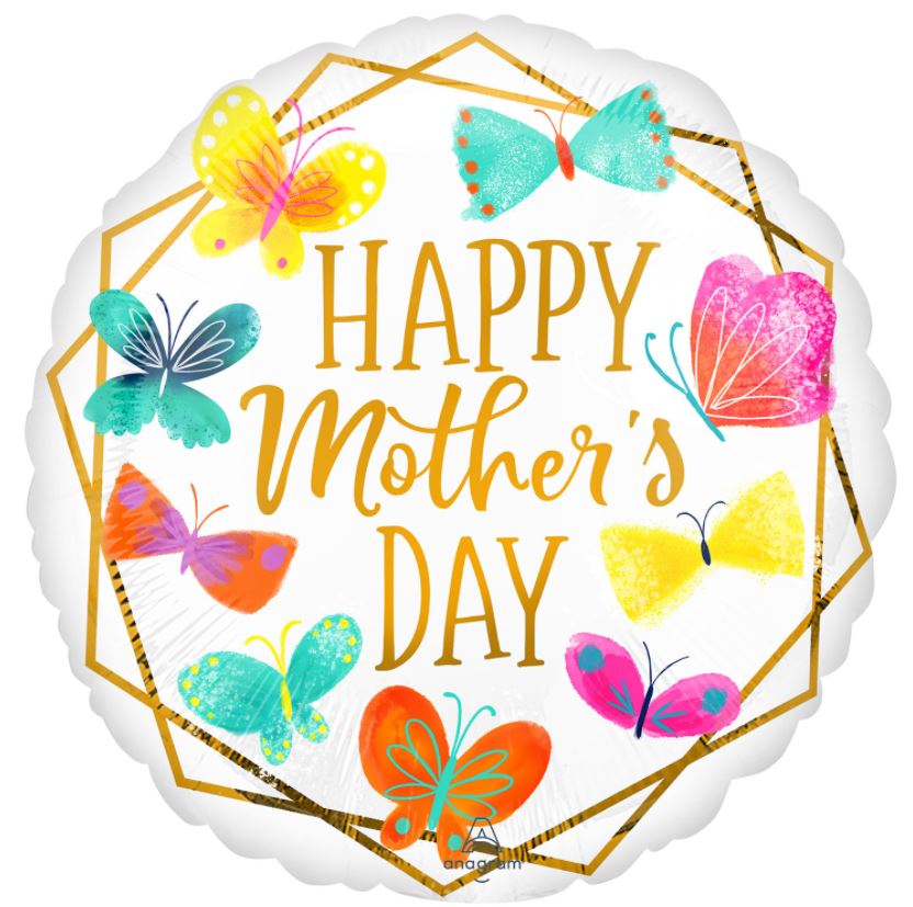 HAPPY MOTHERS DAY GOLD TRIM BALLOON - Click Image to Close