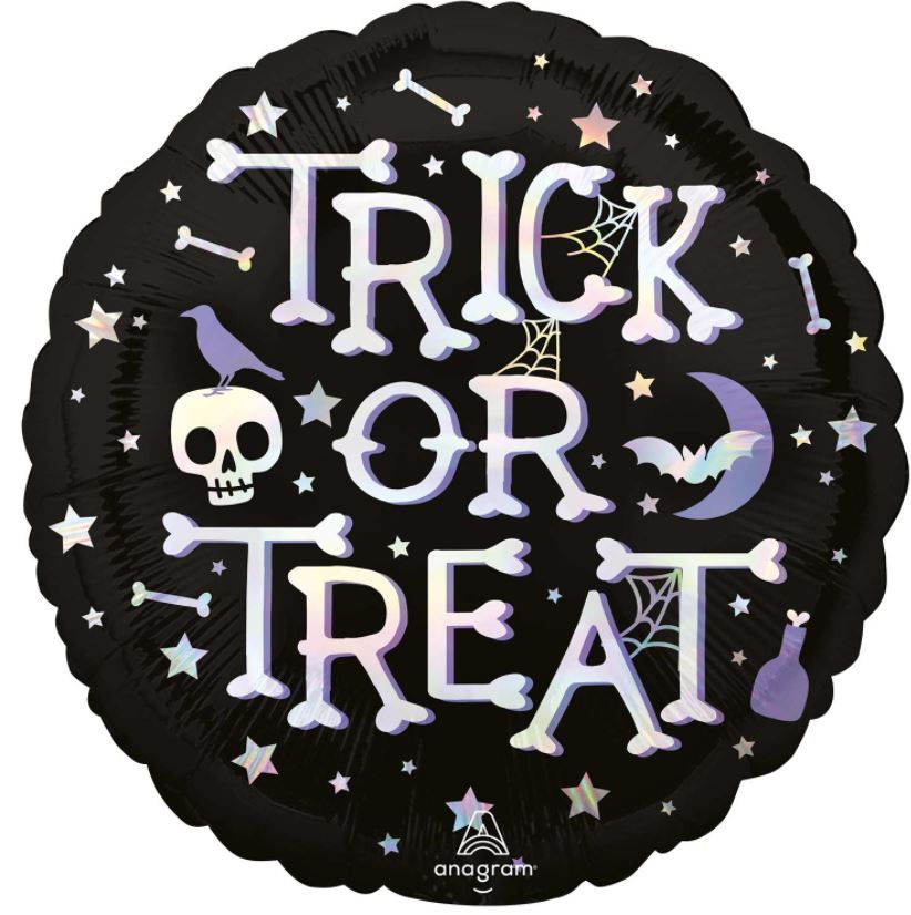 Irridescent Trick Or Treat 18" Balloon - Click Image to Close