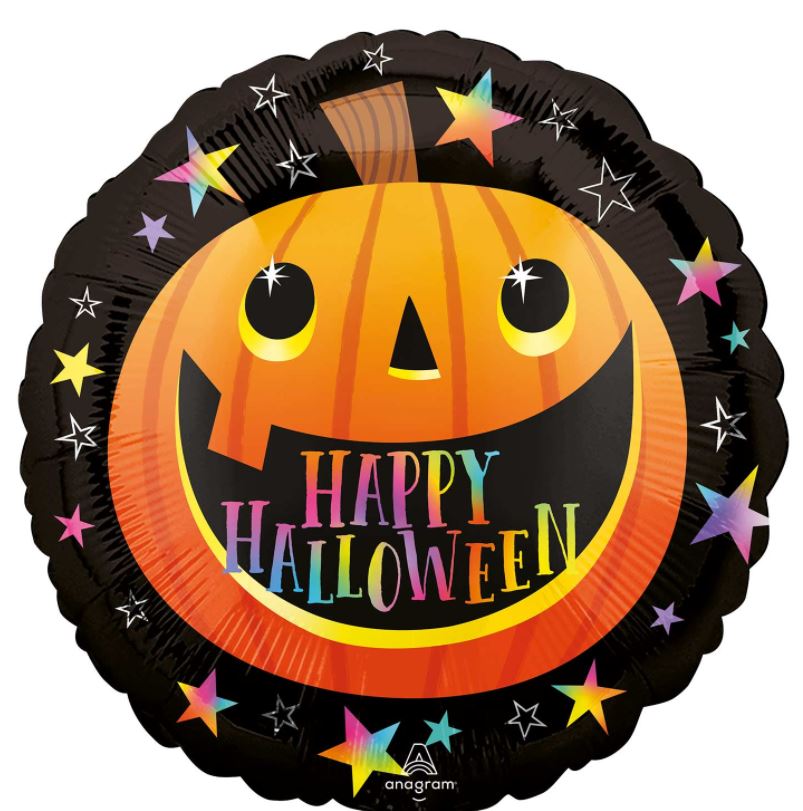 Smiley Halloween 18" Pumpkin Balloon - Click Image to Close