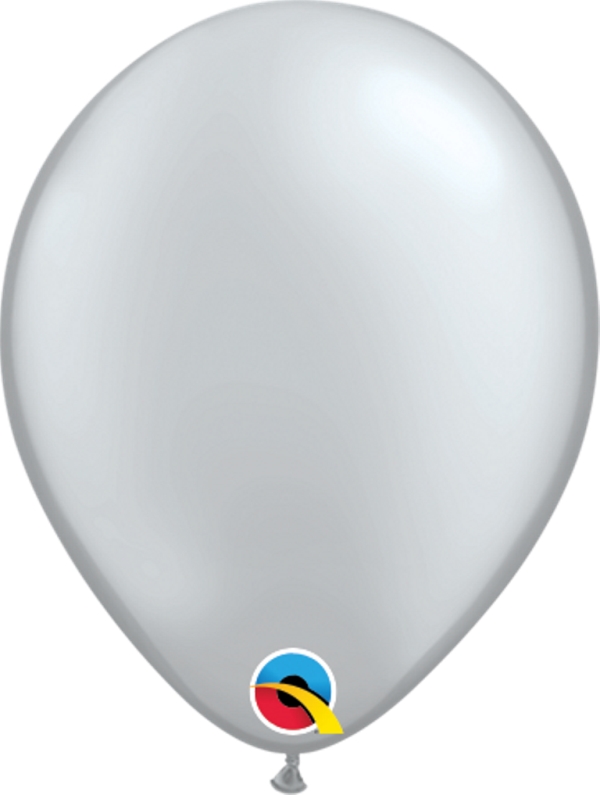 QUALATEX 5" PLAIN LATEX ROUND SILVER 100CT - Click Image to Close