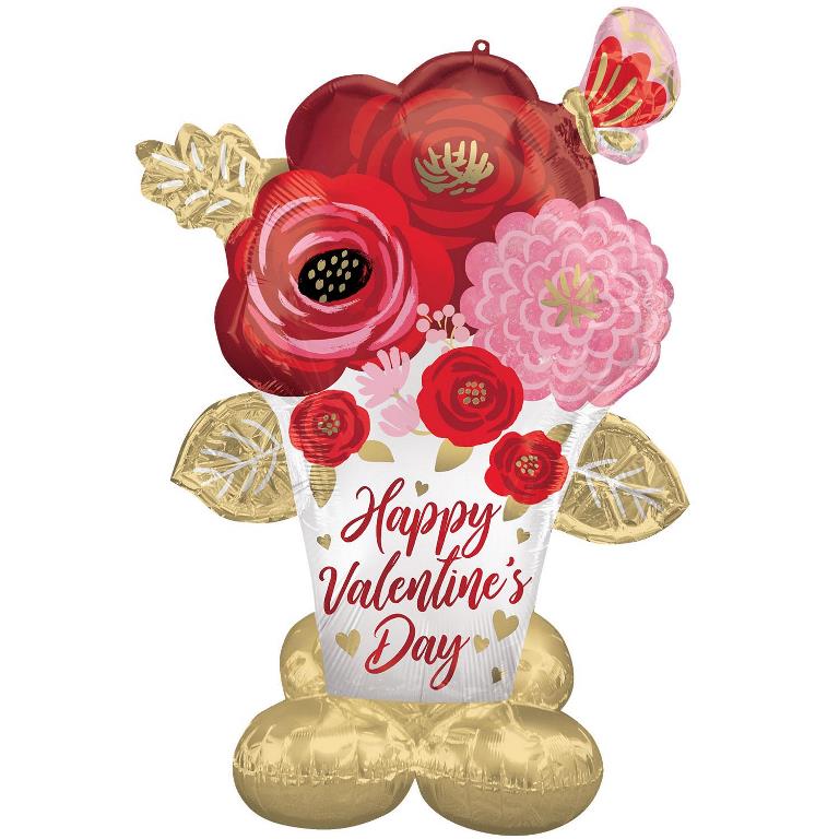 Airloonz: Happy Valentines Day Flower 53" x 39" - Click Image to Close