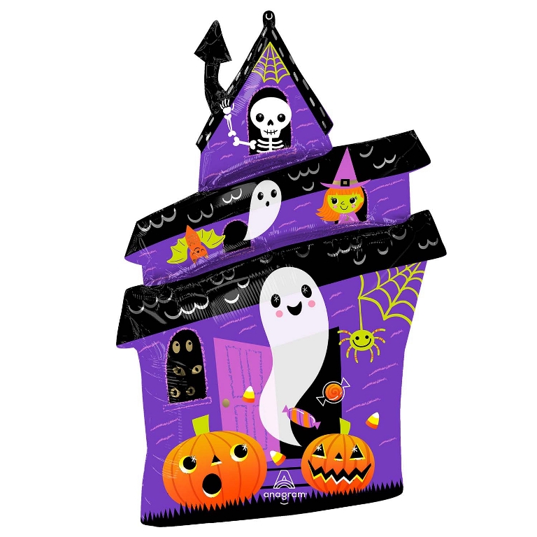 Halloween Haunted House Supershape 23" Foil Balloon - Click Image to Close