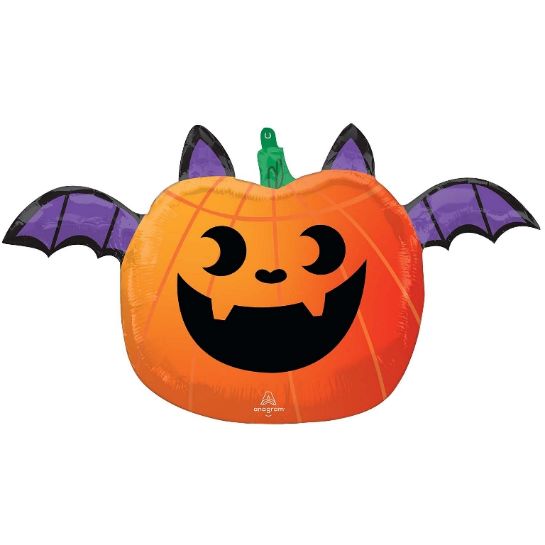 Fun and Spooky Pumpkin Bat Junior Shape XL 26" Foil Balloon - Click Image to Close