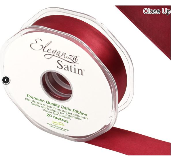 Eleganza Double Faced Satin 15mm x20m Claret - Click Image to Close