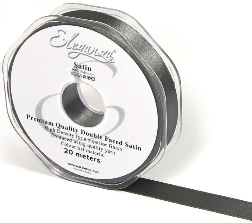 Eleganza Double Faced Satin 15mm x 20m Graphite No.91 - Click Image to Close