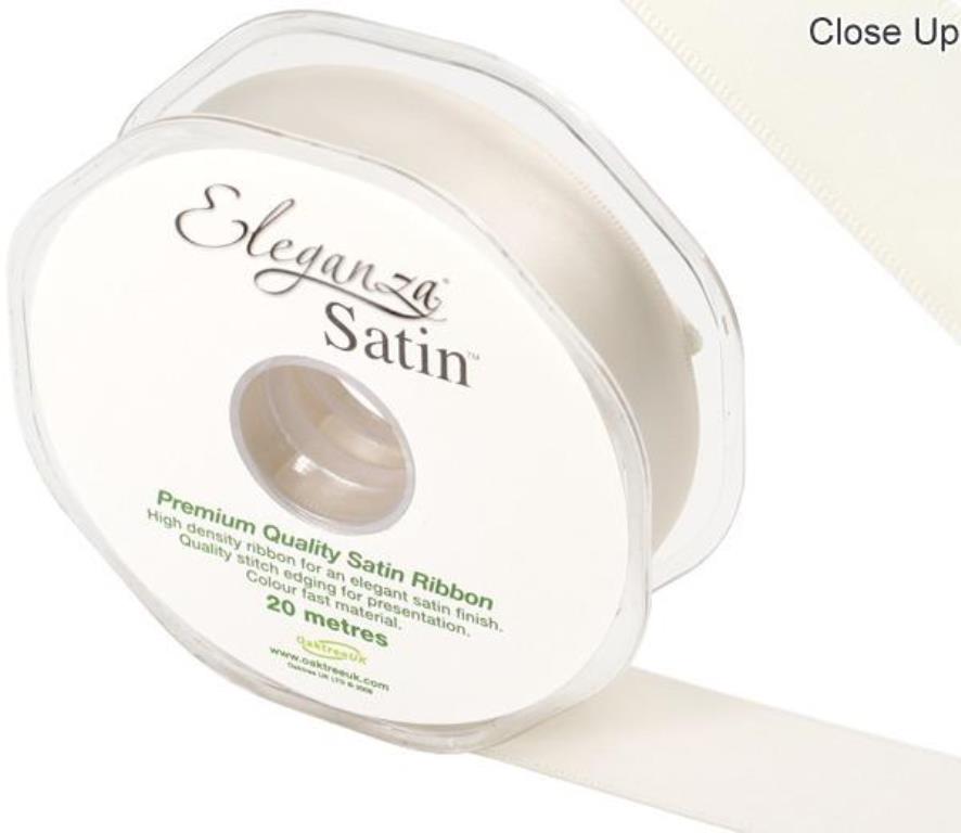 Eleganza Double Faced Satin 25mm x 20m Ivory No.61 - Click Image to Close