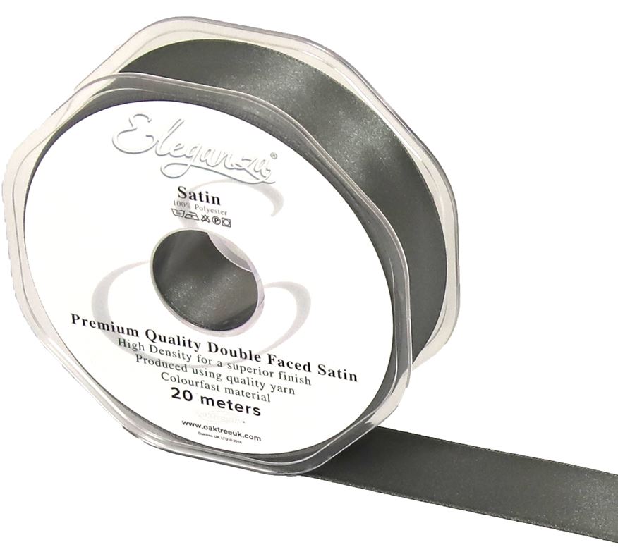 Eleganza Double Faced Satin 25mm x 20m Graphite No.91 - Click Image to Close