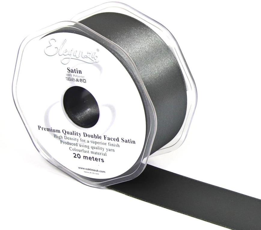 Eleganza Double Faced Satin 38mm x 20m Graphite No.91 - Click Image to Close