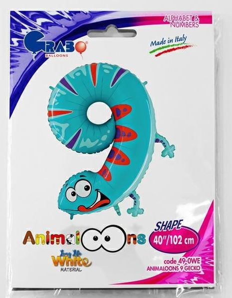 NUMBER ANIMALOONS 9 GECKO 40" BALLOON - Click Image to Close