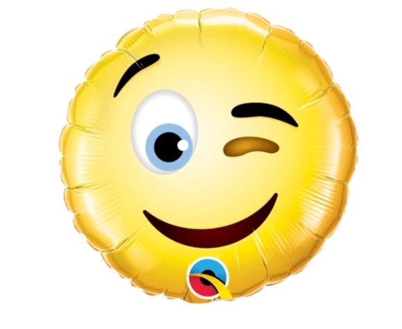 QUALATEX 09" ROUND SMILEY WINK - Click Image to Close