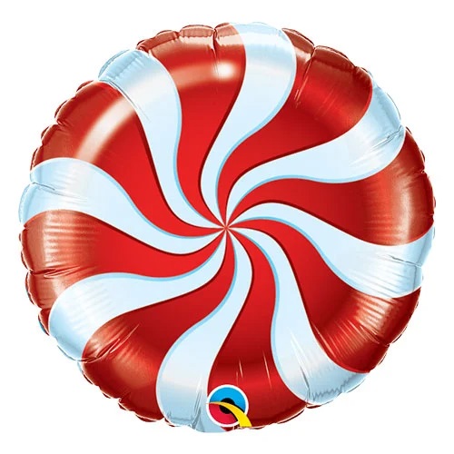 9" ROUND CANDY SWIRL RED BALLOON - Click Image to Close