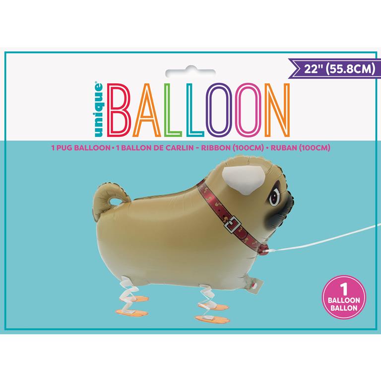 Walking Pet Pug Foil Balloon - Click Image to Close