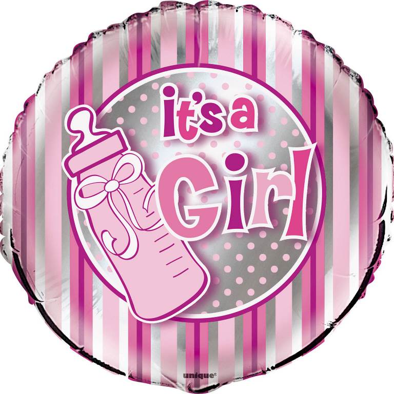 18" PKG ITS A GIRL BOTTLE FOIL - Click Image to Close