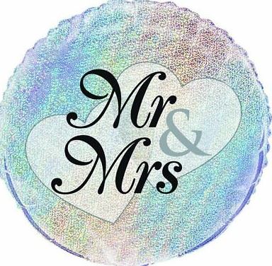 MR. & MRS. PRISM ROUND FOIL BALLOON 18" - Click Image to Close