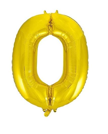 34" CLASSIC GOLD NUMBER 0 FOIL BALLOON (1) - Click Image to Close