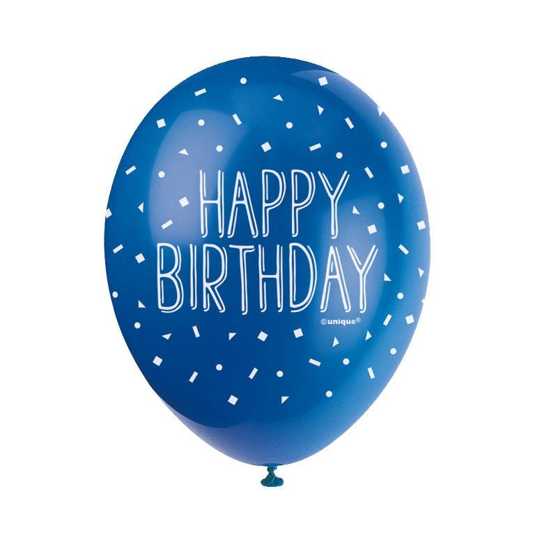 5 12" BLUE HAPPY BIRTHDAY BALLOON - Click Image to Close