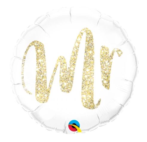 QUALATEX 18" ROUND MR. GLITTER GOLD BALLOON - Click Image to Close