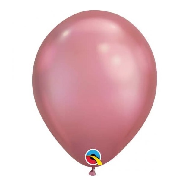 11" QUALATEX ROUND CHROME MAUVE 100PACK LATEX BALLOONS - Click Image to Close