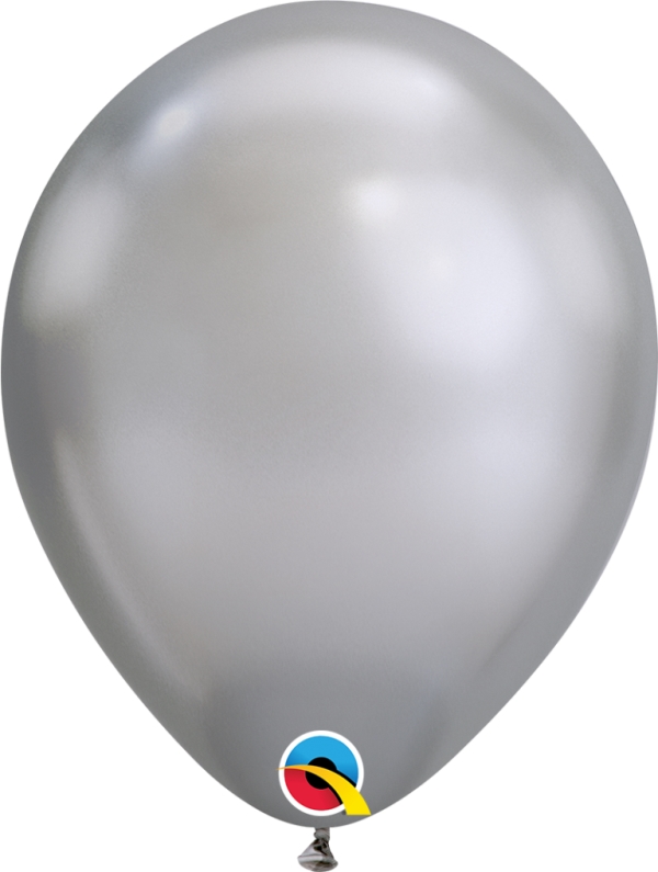 QUALATEX 11" ROUND CHROME SILVER 25 PACK - Click Image to Close