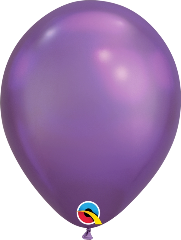 QUALATEX 11" PLAIN LATEX ROUND CHROME PURPLE 25 PACK - Click Image to Close