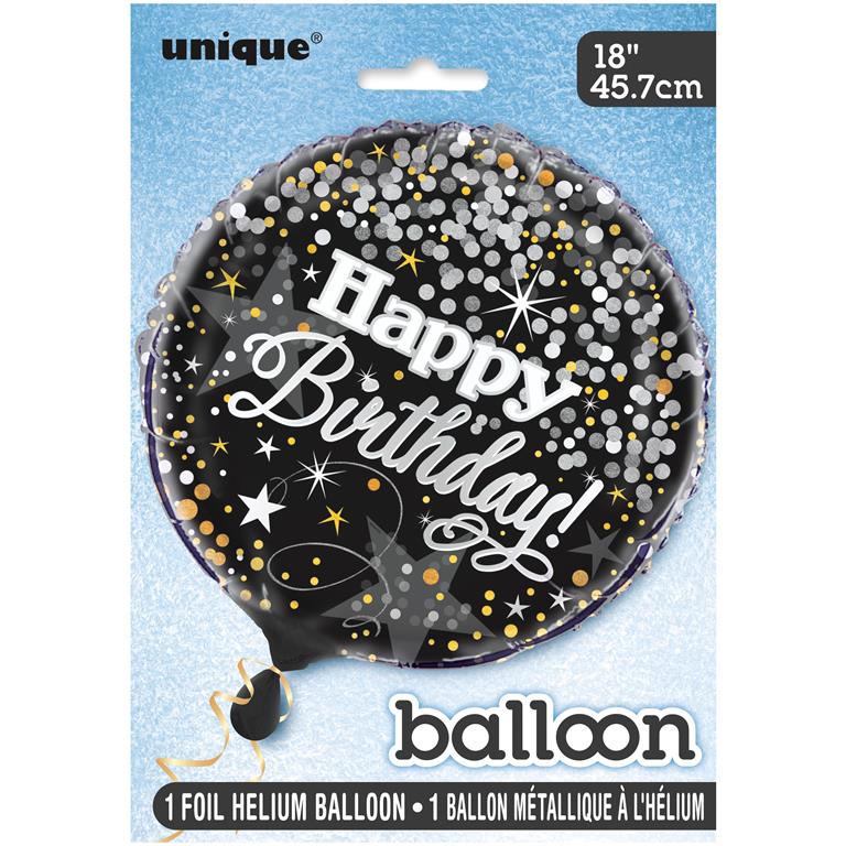 GLITTERING BIRTHDAY ROUND FOIL BALLOON 18" - Click Image to Close