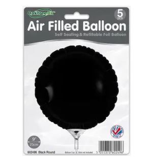 9" BLACK ROUND PACKAGED X 5PCS - Click Image to Close