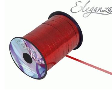 Eleganza Poly Curling Ribbon Metallic 5mm X 250 Yards Red - Click Image to Close