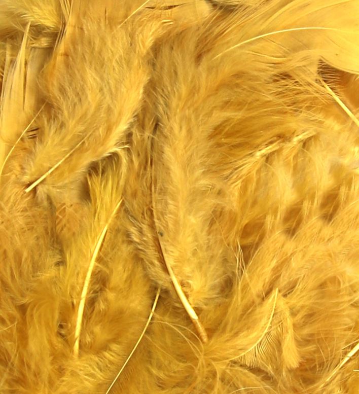 Eleganza Craft Feathers Mixed sizes 3"-8" 8g bag Gold - Click Image to Close