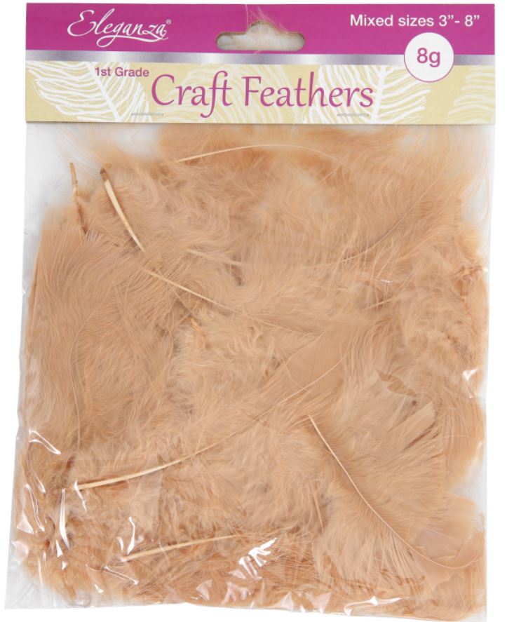 ELEGANZA CRAFT MARABOUT FEATHERS MIXED SIZES 3-8" NATURAL - Click Image to Close