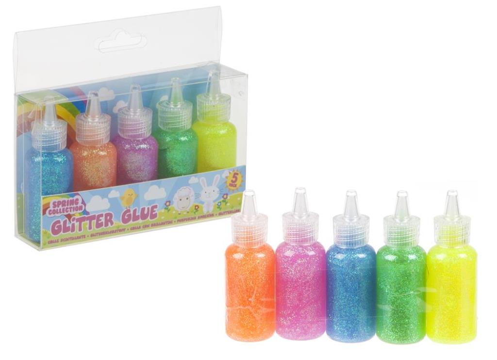 SET OF 5 20ML PASTE GLITTER GLUE POTS - Click Image to Close