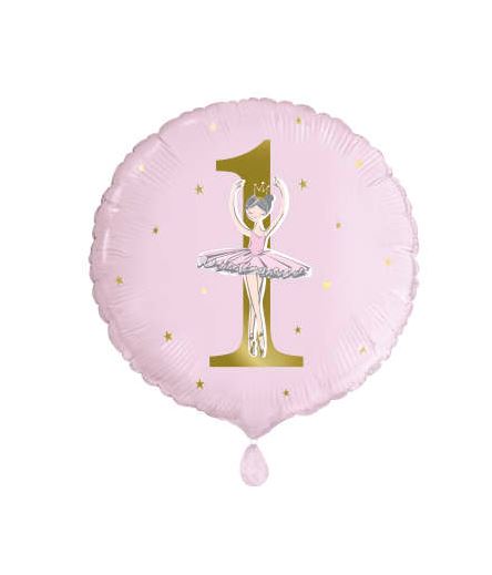 18" 1ST BIRTHDAY BALLERINA BALLOON - Click Image to Close