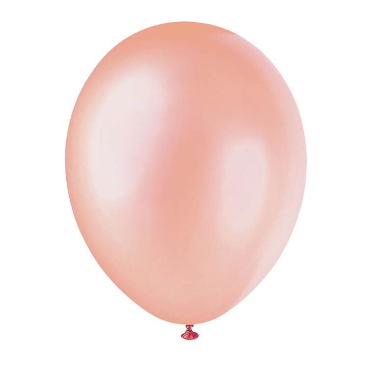 12" PREMIUM PEARLIZED BALLOONS 8 PACK ROSE GOLD - Click Image to Close