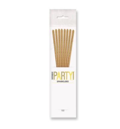 BIRTHDAY GOLD GLITZ SPARKLERS 7" 8PACK - Click Image to Close