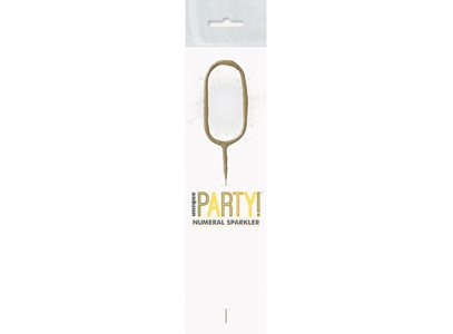 Birthday Glitz Gold Sparkler 7" Number 0 - Click Image to Close