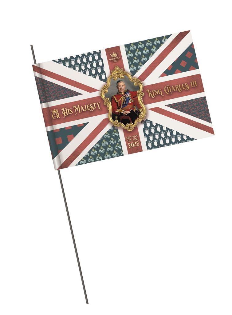 KING CORONATION VINATGE FLAG 90 X 150CM - Click Image to Close