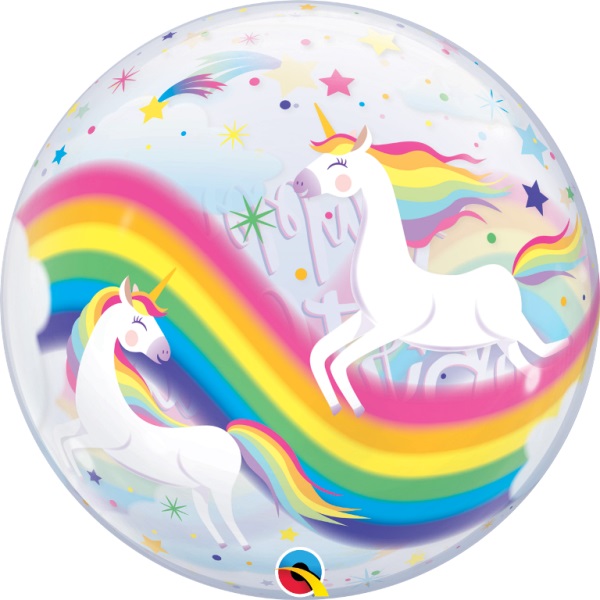 QUALATEX 22" UNICORN RAINBOW BUBBLE BALLOON - Click Image to Close