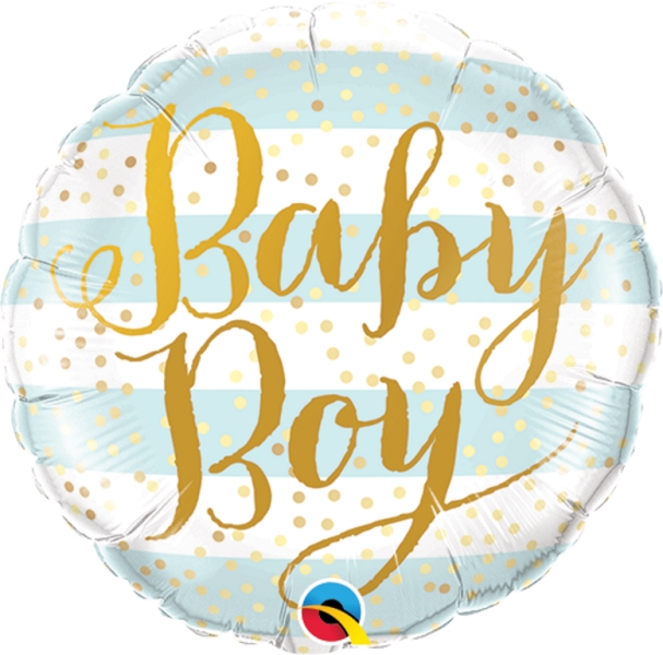 QUALATEX 9" ROUND BABY BOY BLUE STRIPES UNPACKAGED - Click Image to Close