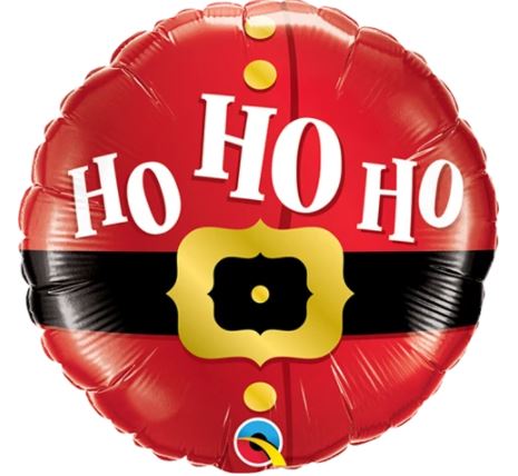 Round 9" Ho Ho Ho Santas Belt Balloon - Click Image to Close