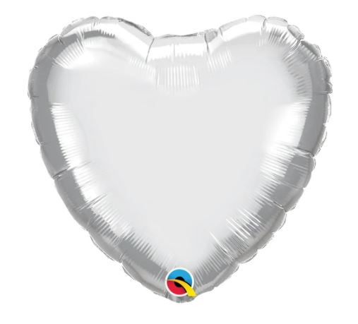 QUALATEX 18" HEART SILVER PLAIN FOIL - Click Image to Close